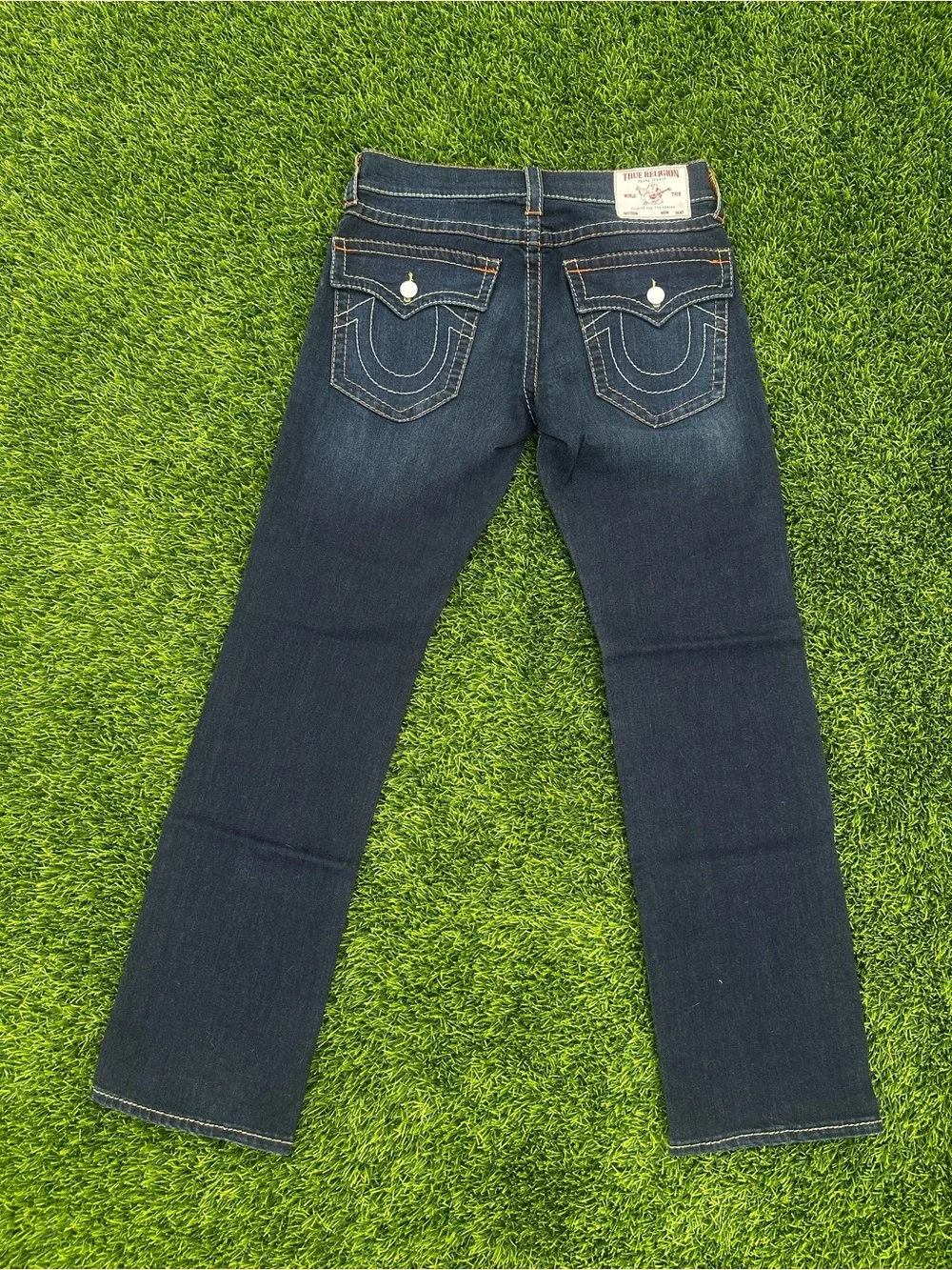 True Religion Ricky Relaxed Straight Jeans 32 Dark Wash